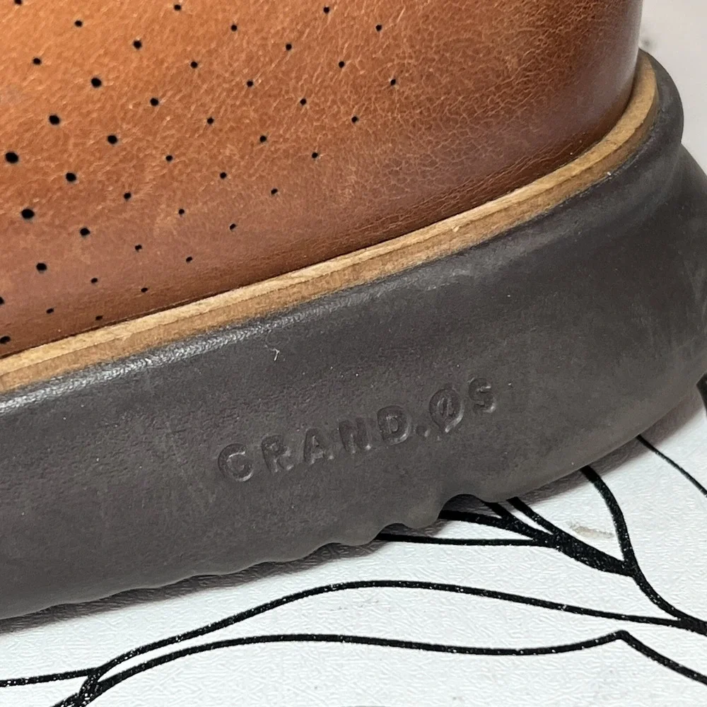 Cole Haan 2 Zerogrand Dress Shoe LSR Wing British Tan/Java Oxford Men's Size 8 M